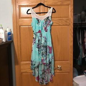High low blue summer floral dress